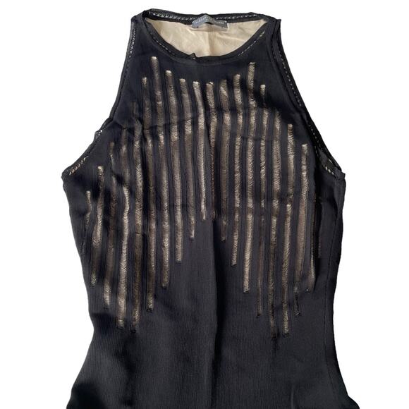 Alexander McQueen Knit Sheer Shirred Dress A Line Cocktail Party Black S EUC - Picture 9 of 15